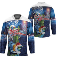 New Zealand Merry Christmas Hockey Jersey Maori Tribal Pattern with Xmas Tui Bird