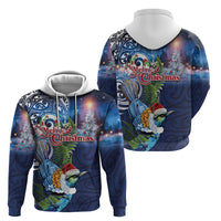 New Zealand Merry Christmas Hoodie Maori Tribal Pattern with Xmas Tui Bird