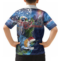 New Zealand Merry Christmas Kid Hawaiian Shirt Maori Tribal Pattern with Xmas Tui Bird LT03 - Polynesian Pride