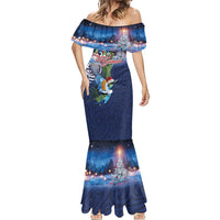New Zealand Merry Christmas Mermaid Dress Maori Tribal Pattern with Xmas Tui Bird LT03 - Polynesian Pride