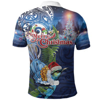 New Zealand Merry Christmas Polo Shirt Maori Tribal Pattern with Xmas Tui Bird LT03 - Polynesian Pride