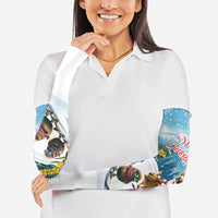 New Zealand and Australia Merry Christmas Arm Sleeves Kiwi Birds Skiing and Koala Santa Riding Kangaroo LT03 - Polynesian Pride