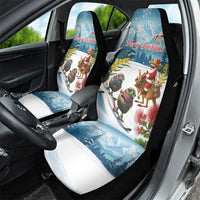 New Zealand and Australia Merry Christmas Car Seat Cover Kiwi Birds Skiing and Koala Santa Riding Kangaroo LT03 - Polynesian Pride