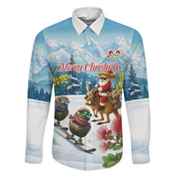 New Zealand and Australia Merry Christmas Family Matching Off Shoulder Maxi Dress and Hawaiian Shirt Kiwi Birds Skiing and Koala Santa Riding Kangaroo LT03 Daughter's Dress Multicolor - Polynesian Pride