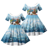 New Zealand and Australia Merry Christmas Family Matching Summer Maxi Dress and Hawaiian Shirt Kiwi Birds Skiing and Koala Santa Riding Kangaroo LT03 Daughter's Dress Multicolor - Polynesian Pride