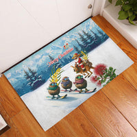 New Zealand and Australia Merry Christmas Rubber Doormat Kiwi Birds Skiing and Koala Santa Riding Kangaroo