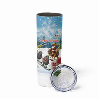 New Zealand and Australia Merry Christmas Skinny Tumbler Kiwi Birds Skiing and Koala Santa Riding Kangaroo LT03 - Polynesian Pride