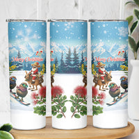New Zealand and Australia Merry Christmas Skinny Tumbler Kiwi Birds Skiing and Koala Santa Riding Kangaroo LT03 - Polynesian Pride