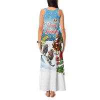 New Zealand and Australia Merry Christmas Tank Maxi Dress Kiwi Birds Skiing and Koala Santa Riding Kangaroo LT03 - Polynesian Pride