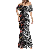 Hawaiian and Japanese Together Mermaid Dress Polynesian Triball Tattoo Koi Carps and Sakura LT03 - Polynesian Pride