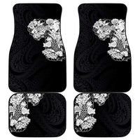 Hawaiian and Japanese Together Car Mats Japanese Koi Fish Tattoo and Kakau Pattern Black Color
