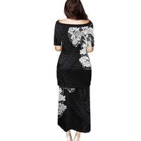 Hawaiian and Japanese Together Family Matching Puletasi and Hawaiian Shirt Japanese Koi Fish Tattoo and Kakau Pattern Black Color LT03 - Polynesian Pride