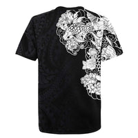 Hawaiian and Japanese Together Rugby Jersey Japanese Koi Fish Tattoo and Kakau Pattern Black Color