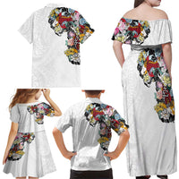 Hawaiian and Japanese Together Family Matching Off Shoulder Maxi Dress and Hawaiian Shirt Colorful Traditional Japanese Tattoo and Kakau Pattern White Color