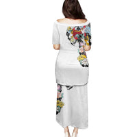 Hawaiian and Japanese Together Family Matching Puletasi and Hawaiian Shirt Colorful Traditional Japanese Tattoo and Kakau Pattern White Color LT03 - Polynesian Pride