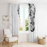 Hawaiian and Japanese Together Window Curtain Japanese Koi Fish Tattoo and Kakau Pattern White Color