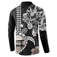 Hawaiian and Japanese Together Button Sweatshirt Japanese Culture and Turtle Kakau Tattoo Black Color