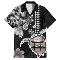 Hawaiian and Japanese Together Family Matching Puletasi and Hawaiian Shirt Japanese Culture and Turtle Kakau Tattoo Black Color LT03 Dad's Shirt - Short Sleeve Black - Polynesian Pride