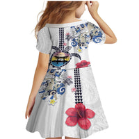 Hawaiian and Japanese Together Family Matching Mermaid Dress and Hawaiian Shirt Japanese Culture and Turtle Kakau Tattoo White Color