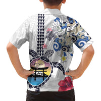 Hawaiian and Japanese Together Family Matching Puletasi and Hawaiian Shirt Japanese Culture and Turtle Kakau Tattoo White Color LT03 - Polynesian Pride