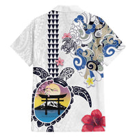 Hawaiian and Japanese Together Family Matching Tank Maxi Dress and Hawaiian Shirt Japanese Culture and Turtle Kakau Tattoo White Color