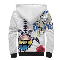 Hawaiian and Japanese Together Sherpa Hoodie Japanese Culture and Turtle Kakau Tattoo White Color