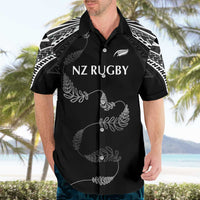 New Zealand Rugby Custom Hawaiian Shirt Aotearoa Armour Blacks Silver Ferns - Polynesian Pride