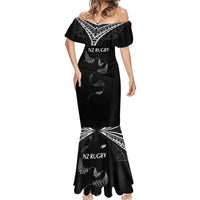 New Zealand Rugby Custom Mermaid Dress Aotearoa Armour Blacks Silver Ferns - Polynesian Pride