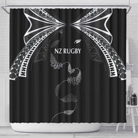 New Zealand Rugby Shower Curtain Aotearoa Armour Blacks Silver Ferns - Polynesian Pride