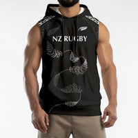 New Zealand Rugby Custom Sleeveless Hoodie Aotearoa Armour Blacks Silver Ferns - Polynesian Pride