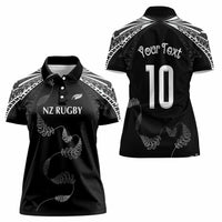 New Zealand Rugby Custom Women Polo Shirt Aotearoa Armour Blacks Silver Ferns - Polynesian Pride