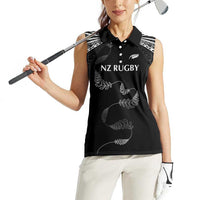 New Zealand Rugby Custom Women Sleeveless Polo Shirt Aotearoa Armour Blacks Silver Ferns - Polynesian Pride