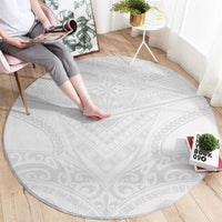 Tonga White Sunday Round Carpet Tongan Tribal Heritage Tattoos - Polynesian Pride