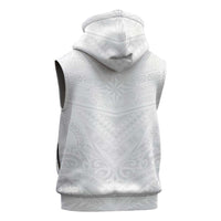 Tonga White Sunday Sleeveless Hoodie Tongan Tribal Heritage Tattoos - Polynesian Pride