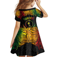 Personalised Chuuk Independence Day Family Matching Short Sleeve Bodycon Dress and Hawaiian Shirt Polynesian Tattoo and Plumeria Reggae Color