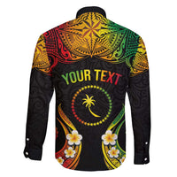 Personalised Chuuk Independence Day Family Matching Short Sleeve Bodycon Dress and Hawaiian Shirt Polynesian Tattoo and Plumeria Reggae Color