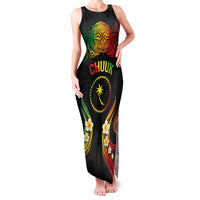 Personalised Chuuk Independence Day Family Matching Tank Maxi Dress and Hawaiian Shirt Polynesian Tattoo and Plumeria Reggae Color