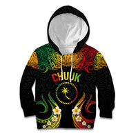 Personalised Chuuk Independence Day Kid Hoodie Polynesian Tattoo and Plumeria Reggae Color