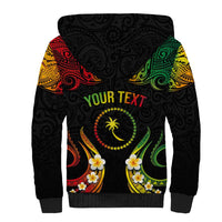 Personalised Chuuk Independence Day Sherpa Hoodie Polynesian Tattoo and Plumeria Reggae Color