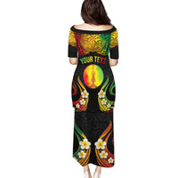 Personalised New Caledonia Independence Day Family Matching Puletasi and Hawaiian Shirt Polynesian Tattoo and Plumeria Reggae Color