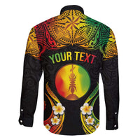 Personalised New Caledonia Independence Day Family Matching Short Sleeve Bodycon Dress and Hawaiian Shirt Polynesian Tattoo and Plumeria Reggae Color