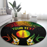Personalised New Caledonia Independence Day Round Carpet Polynesian Tattoo and Plumeria Reggae Color