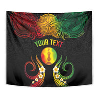 Personalised New Caledonia Independence Day Tapestry Polynesian Tattoo and Plumeria Reggae Color