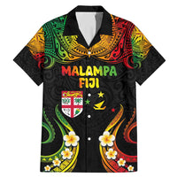 Personalised Malampa Fiji Day Family Matching Mermaid Dress and Hawaiian Shirt Polynesian Tattoo and Plumeria Reggae Color LT03 Dad's Shirt - Short Sleeve Reggae - Polynesian Pride