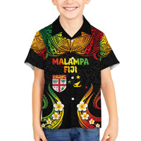 Personalised Malampa Fiji Day Family Matching Puletasi and Hawaiian Shirt Polynesian Tattoo and Plumeria Reggae Color LT03 Son's Shirt Reggae - Polynesian Pride