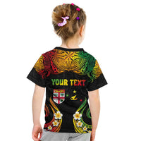 Personalised Malampa Fiji Day Kid T Shirt Polynesian Tattoo and Plumeria Reggae Color LT03 - Polynesian Pride