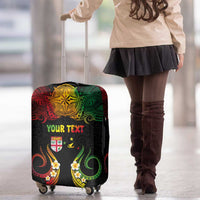 Personalised Malampa Fiji Day Luggage Cover Polynesian Tattoo and Plumeria Reggae Color LT03 - Polynesian Pride