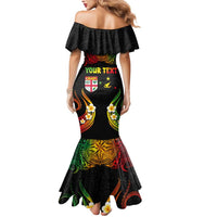 Personalised Malampa Fiji Day Mermaid Dress Polynesian Tattoo and Plumeria Reggae Color LT03 - Polynesian Pride