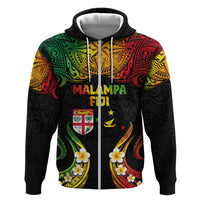 Personalised Malampa Fiji Day Zip Hoodie Polynesian Tattoo and Plumeria Reggae Color LT03 Zip Hoodie Reggae - Polynesian Pride