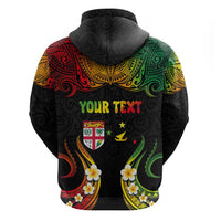 Personalised Malampa Fiji Day Zip Hoodie Polynesian Tattoo and Plumeria Reggae Color LT03 - Polynesian Pride